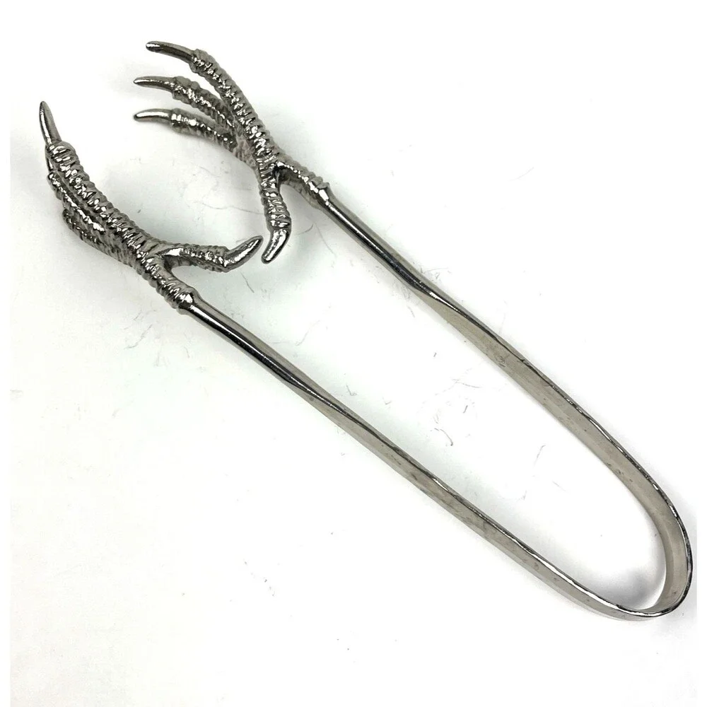 VTG Arthur Court Designs Chicken Claw Ice Tongs Silver Tone Metal Serving Tongs